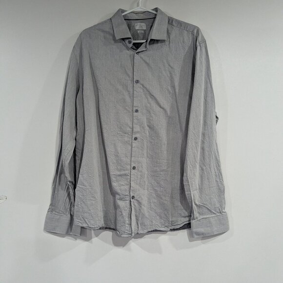 Selected Homme Identity Regular Fit Button Down Dress Shirt Light Grey Size XXL - Picture 1 of 5